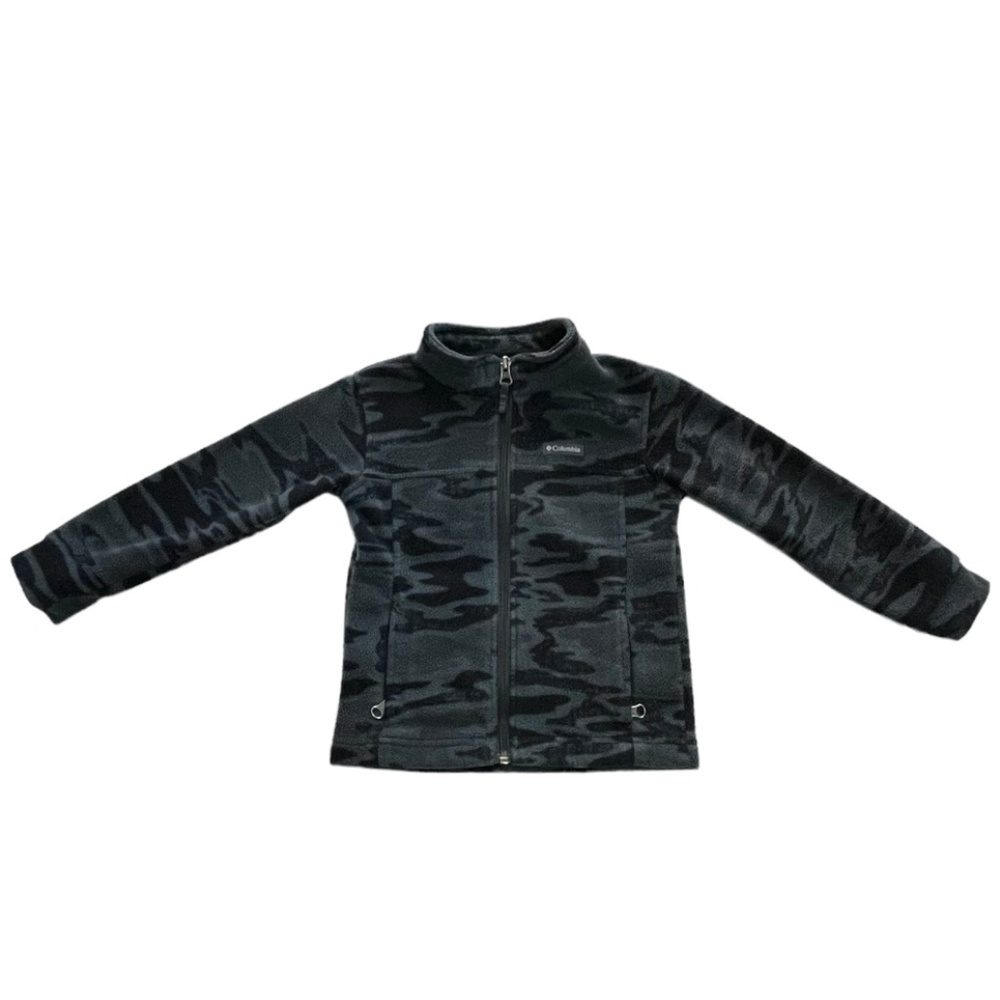 Columbia Boys Size 4T Fleece Jacket Gray Camo Print Full Zip